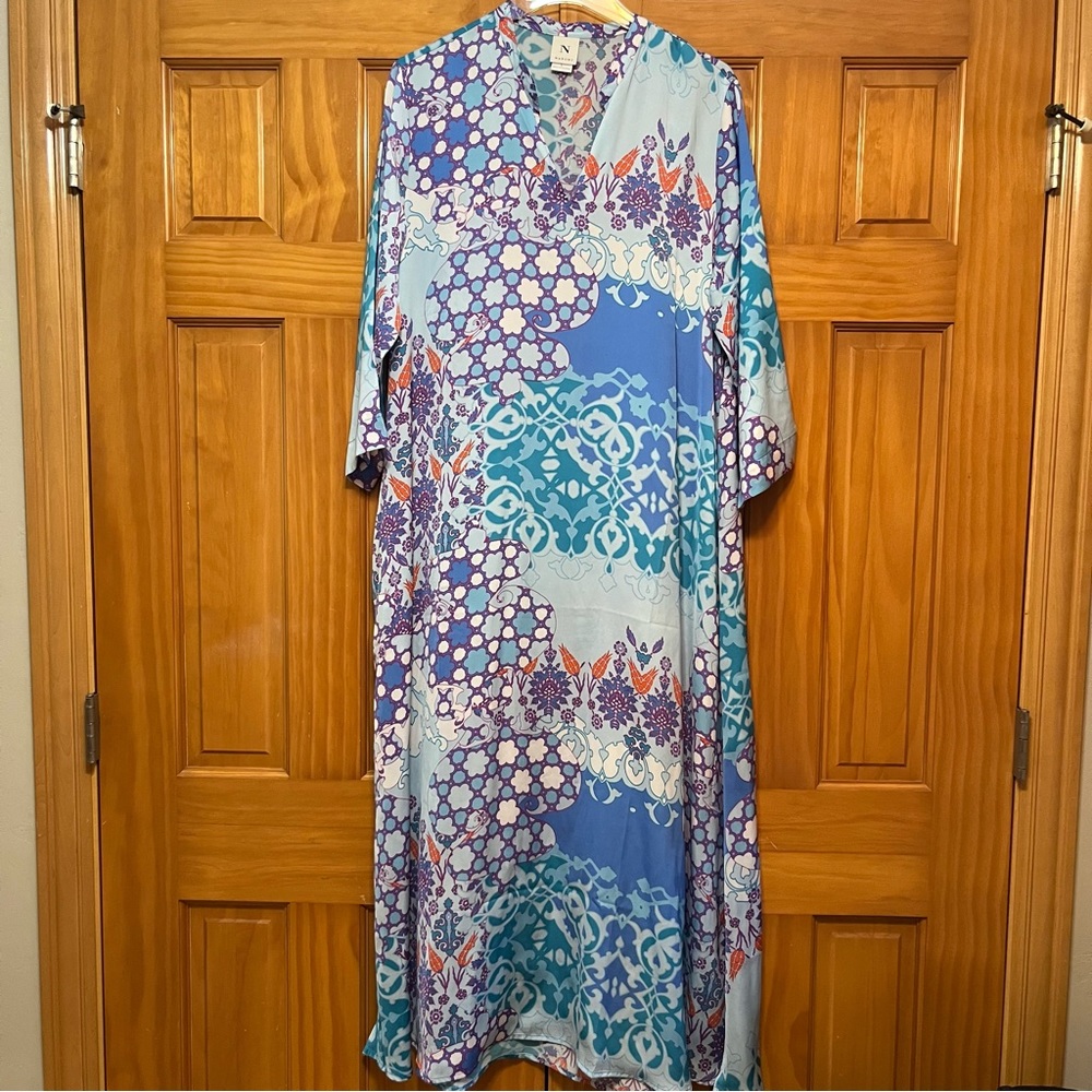Natori Kaftan Long Nightgown Caftan Loungewear Size Large
